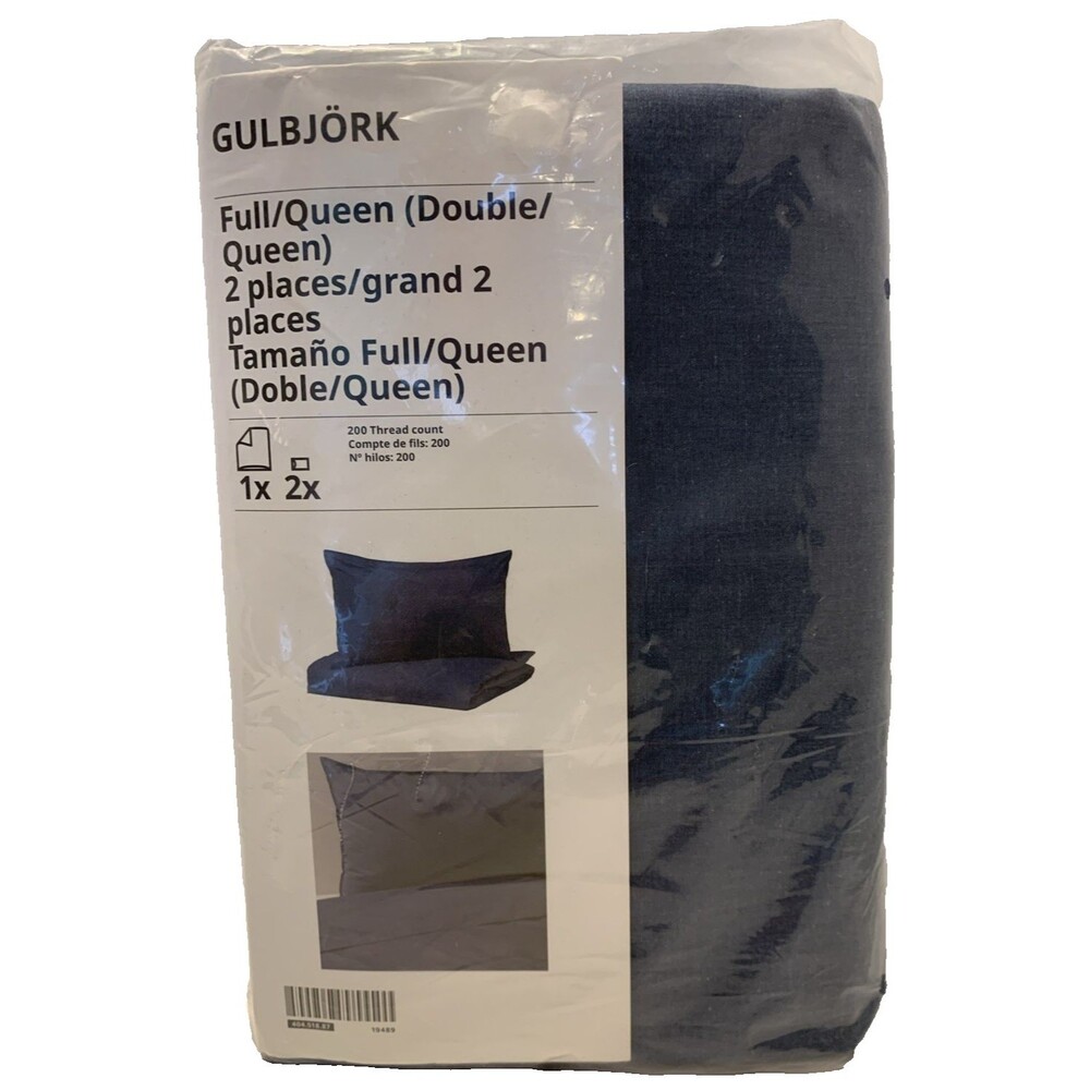 Ikea GULBJORK Full/Queen Duvet Cover & 2 Pillowcases Blue 404.518.87 100% Cotton